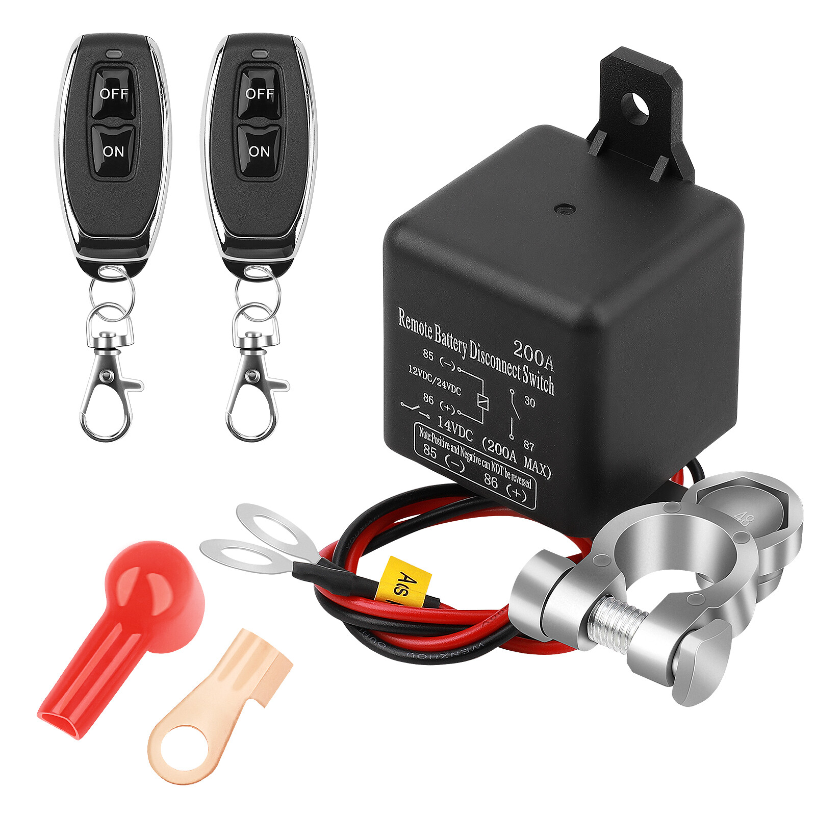 Dual Wireless Car Remote Battery Disconnect Relay Kill Master Cut-off Switch 12V