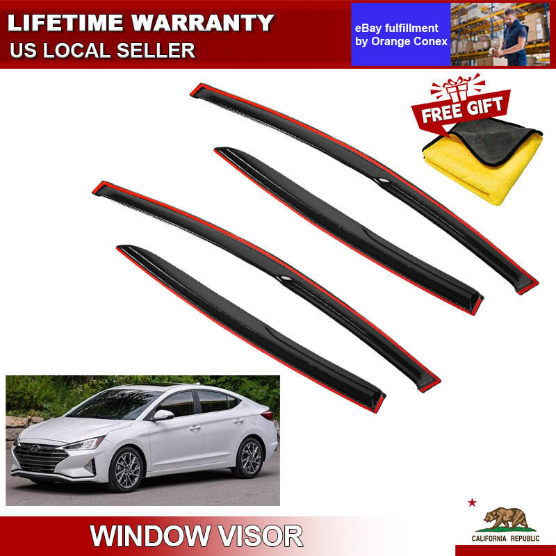 For 2017-2020 Hyundai Elantra Mugen Style Window Visor Sun Rain Guard Deflector