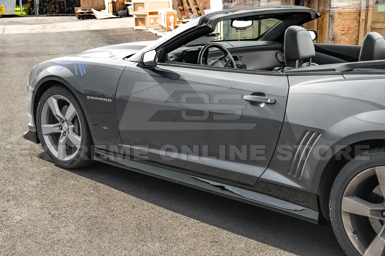 For 10-15 Camaro | ZL1 Style PAINTED GLOSSY BLACK Side Skirts Panel Extension
