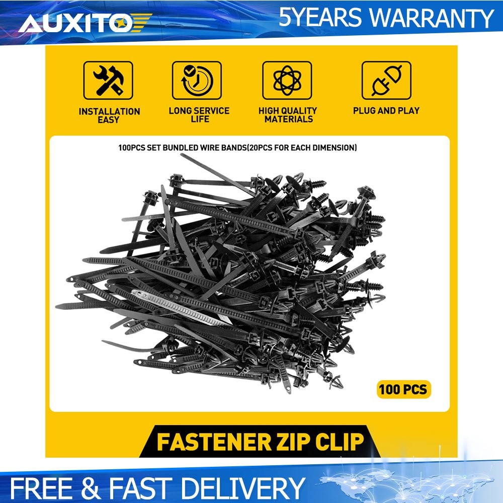Nylon Push Clips Wire Tie Wrap Released Zip Straps Car Pipe Cable Fastener 100X