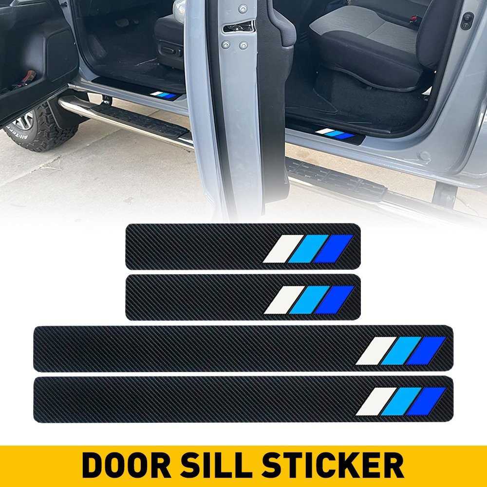 Fits For Toyota 4PCS Car Sill Door Plate Protector Scuff Entry Guard Blue Cover