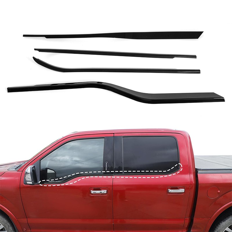 4PCS L+R Black Window Molding Bottom Sill Trim Strip For 2015-2020 Ford F150US
