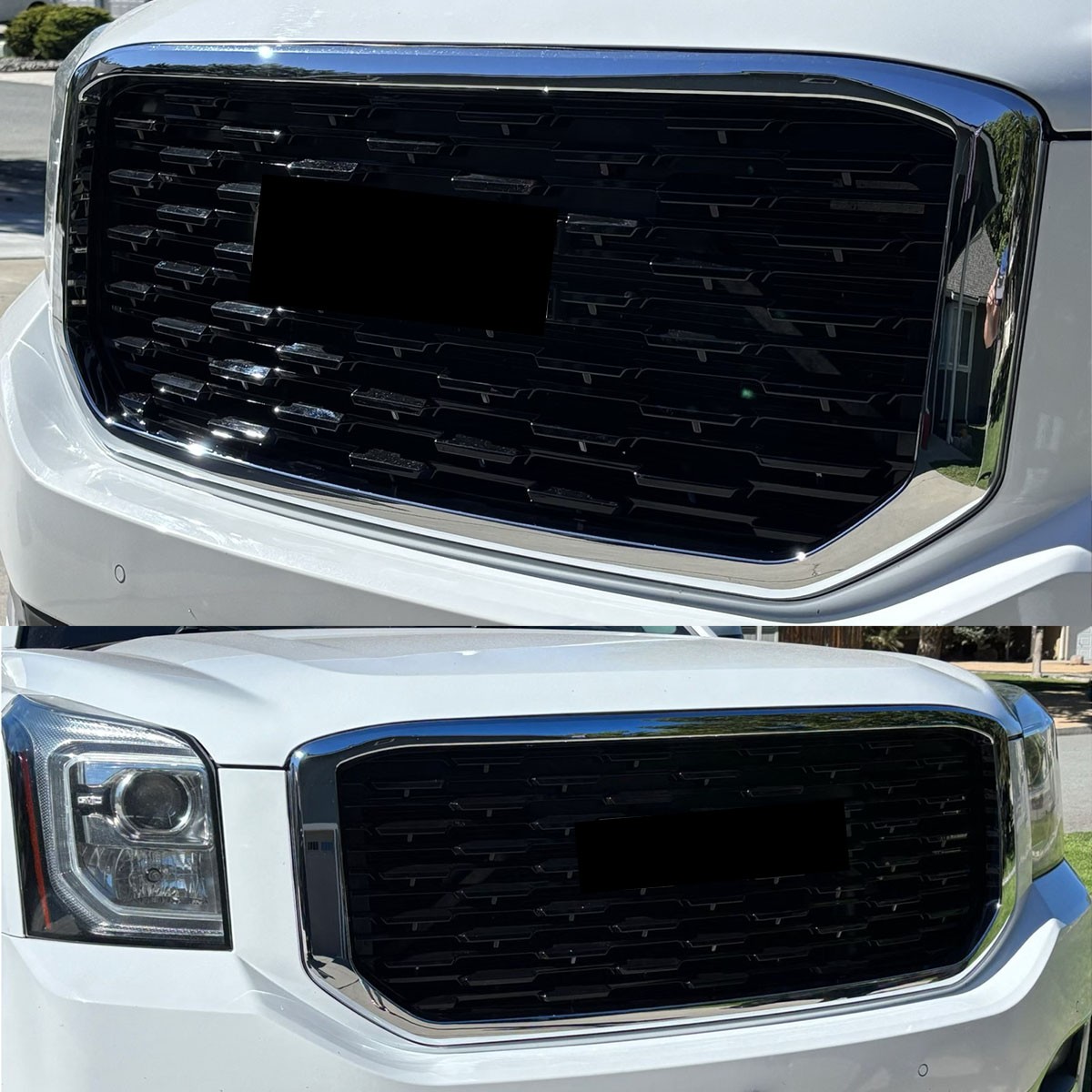 Chrome Black Front Upper Grille Mesh For GMC Yukon/ Yukon XL Denali Style 15-20