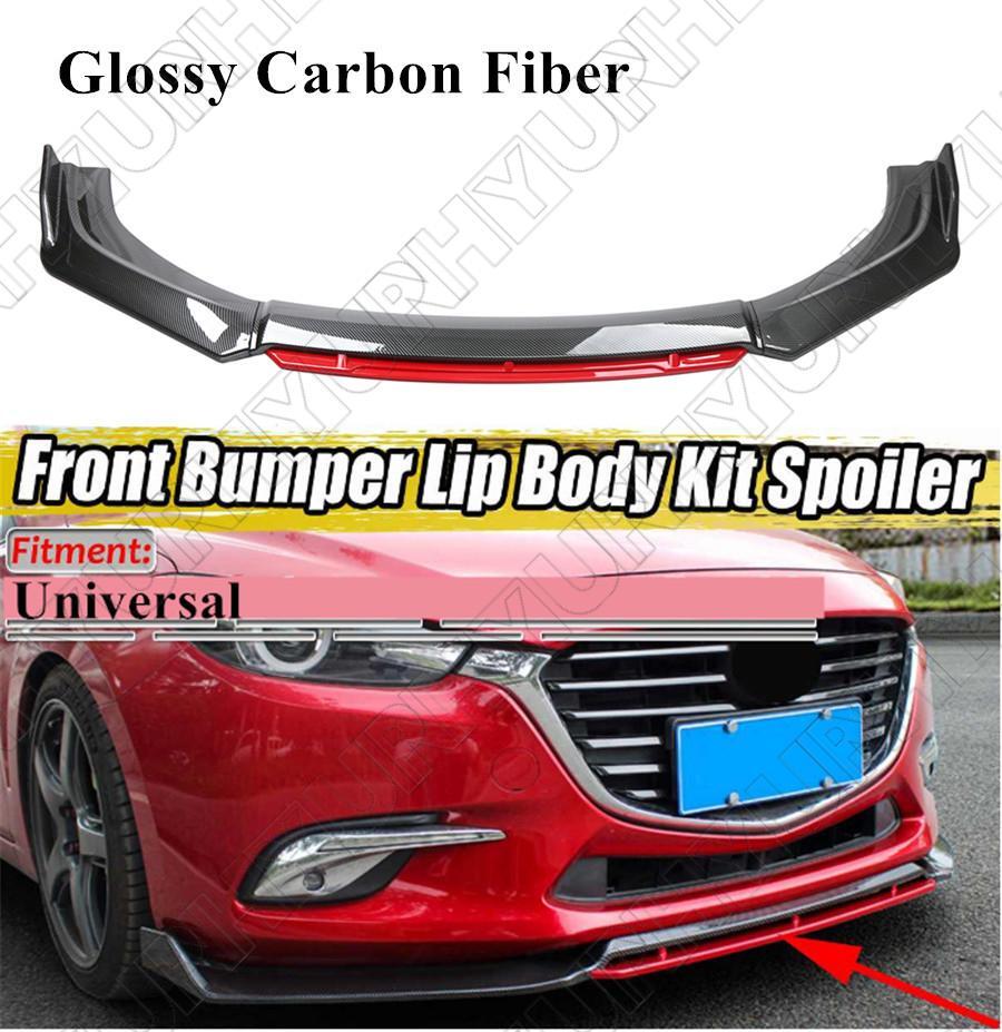 3D Carbon Fiber Color Car Front Bumper Splitter Lip Diffuser Spoiler Body Kit