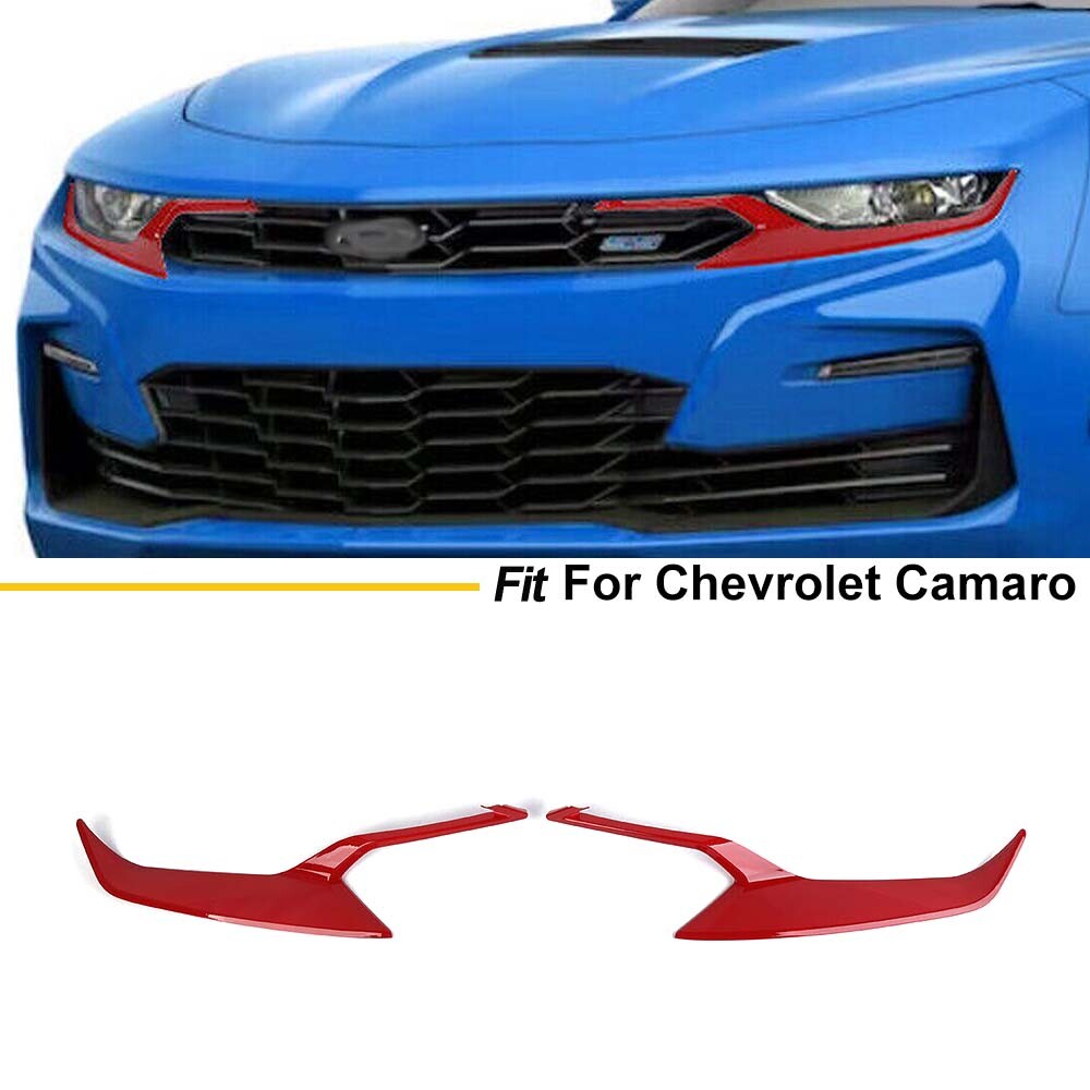 2Pcs Front Headlight Lamp Frame Decor Cover Trim Bezels For Chevy Camaro 2019-24