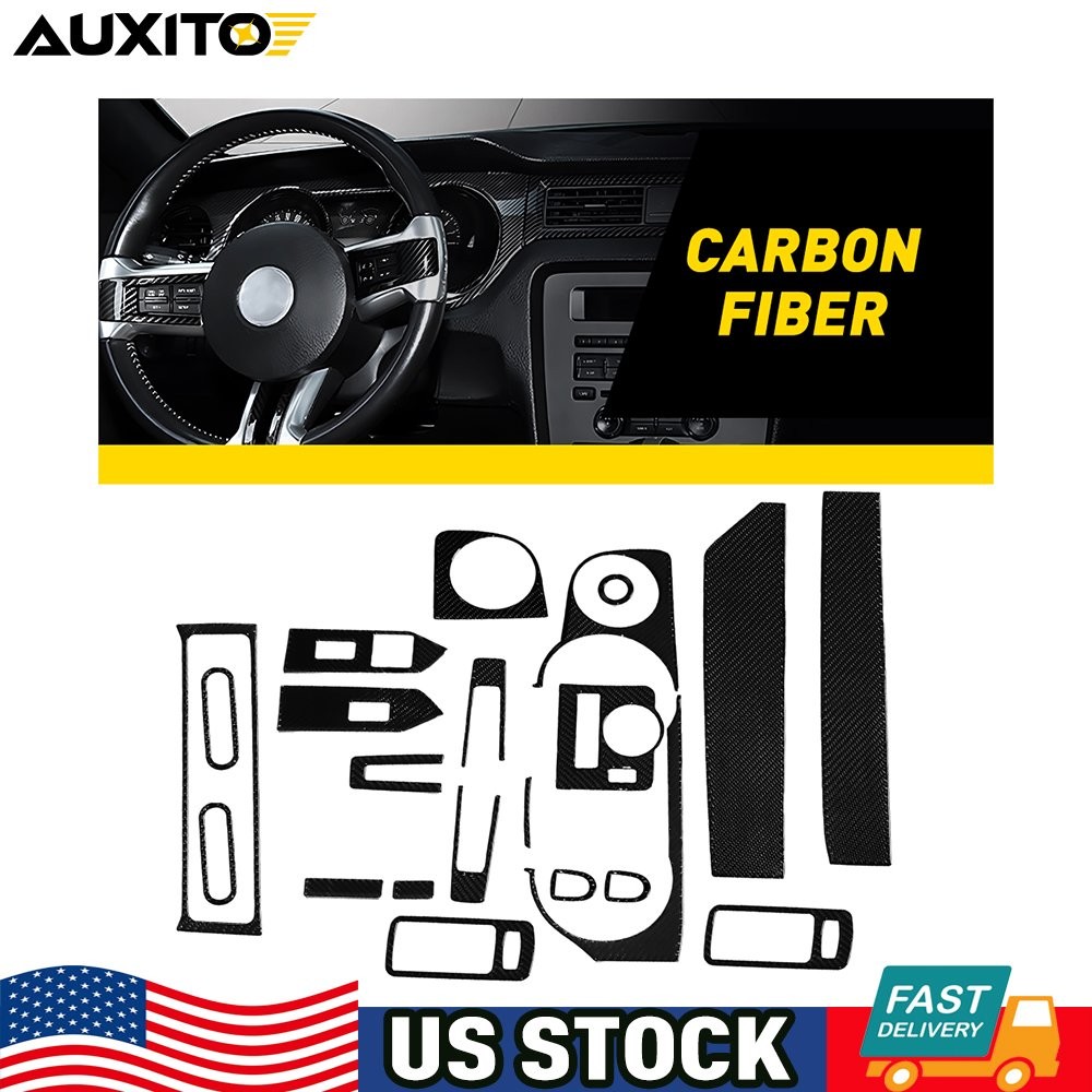 21X NEW For Ford Mustang 2009-2013 Carbon Fiber Interior Set Kit Decoration Trim