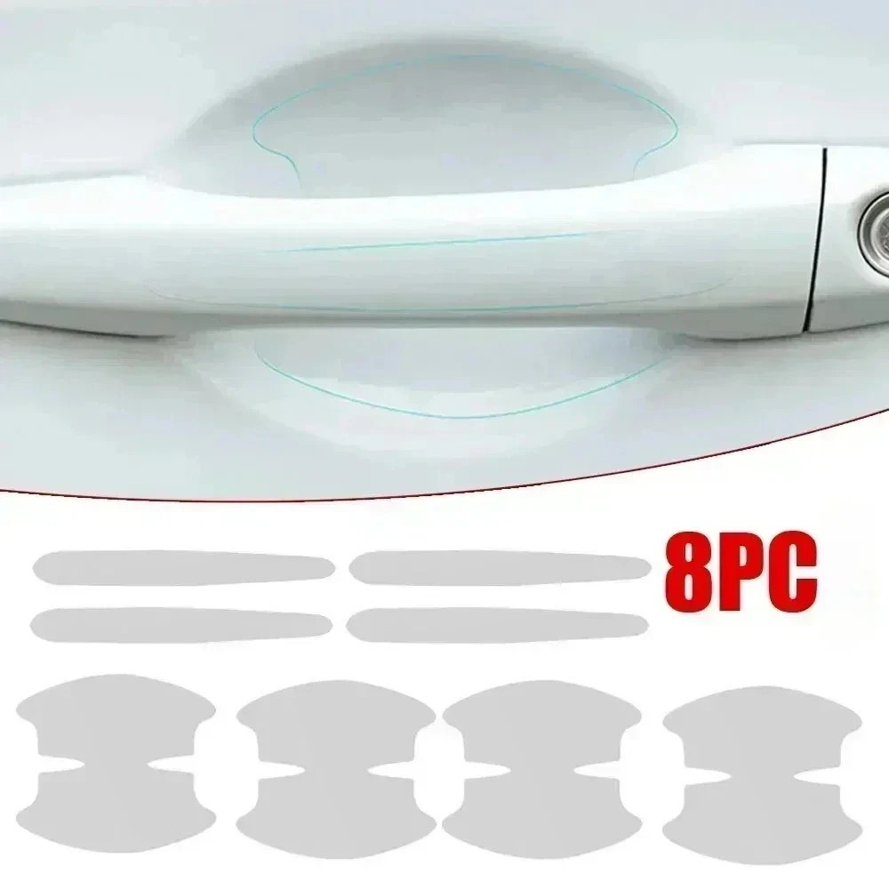 8PCS Universal Car Door Handle Bowl Scratch Protective Stickers Transparent Car