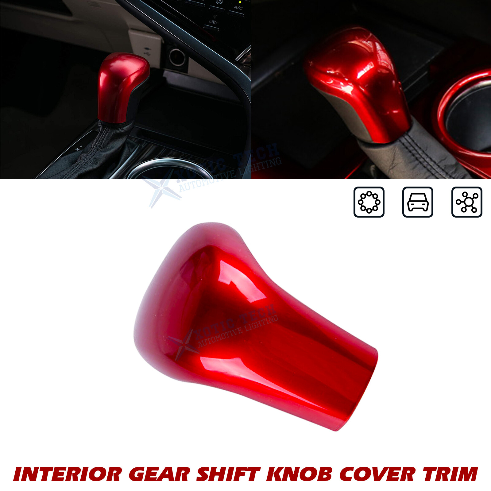 Red ABS Car Interior Gear Shift Knob Cover Trim For Toyota Camry Corolla Avalon