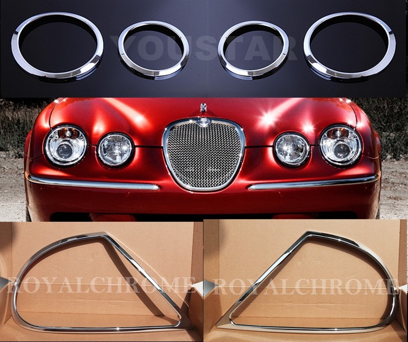 US STOCK COMBO Set x6 CHROME Head & Rear Light Trims for JAGUAR 98-03 S-Type