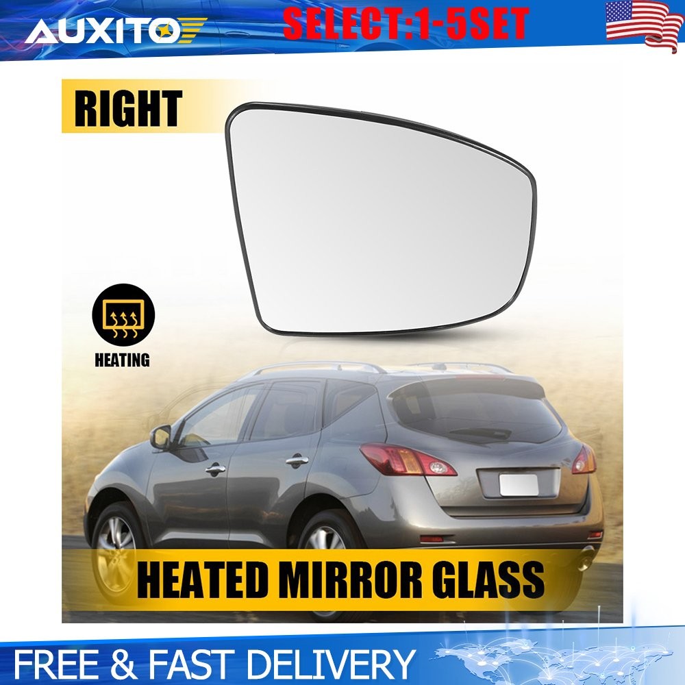 Heated Right Side Mirror Glass with Backing Plate for Nissan Murano 2009-14 1-5X