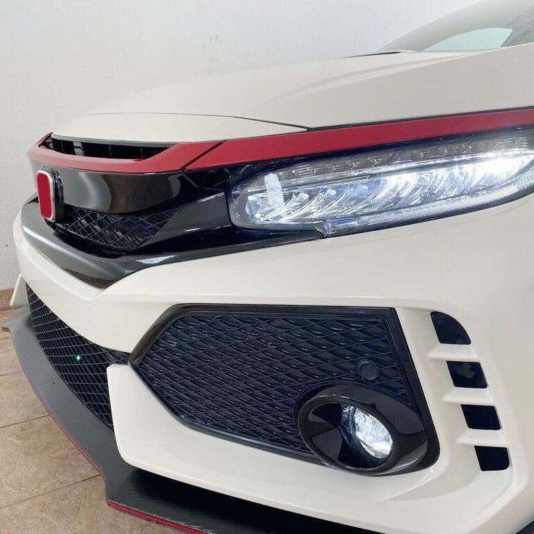FOR 2016-2021 HONDA CIVIC JDM GLOSSY RED ABS FRONT GRILL TRIM COVER GARNISH- 3PC