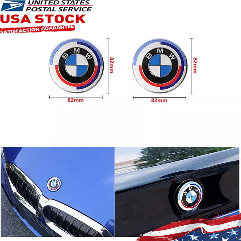 3x BMW 50 Years M2.M4.M5.M6 STEERING+FRONT+REAR Badge Emblem 82mm+82mm+45mm