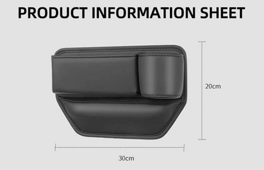 PU Leather Car Seat Gap Filler Storage Box Organizer Right Side W/Bottle Holder