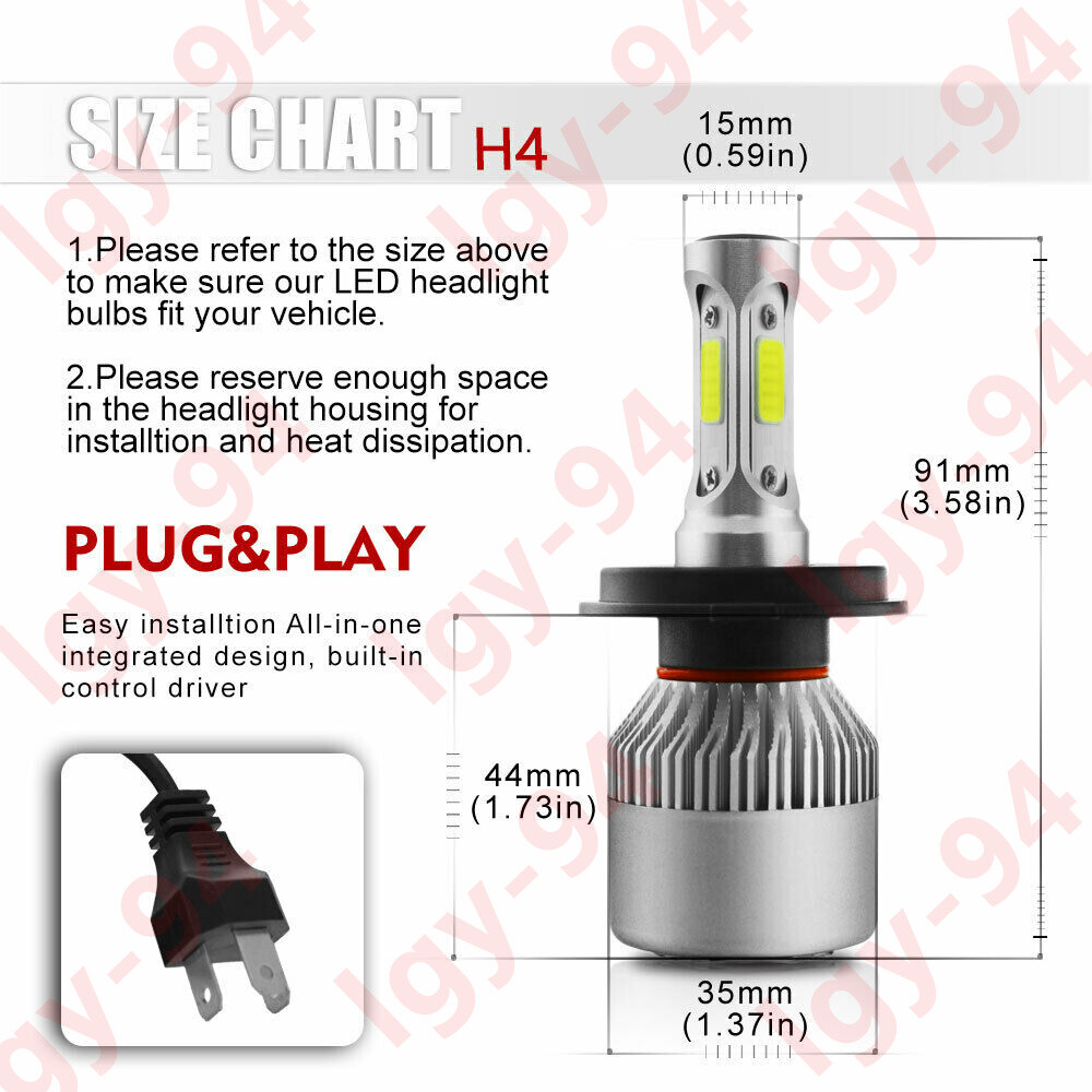 9003 H4 LED Headlight+ 9006 Fog Bulb S2 For Toyota Tundra 2000-2006 RAV4 2001-05