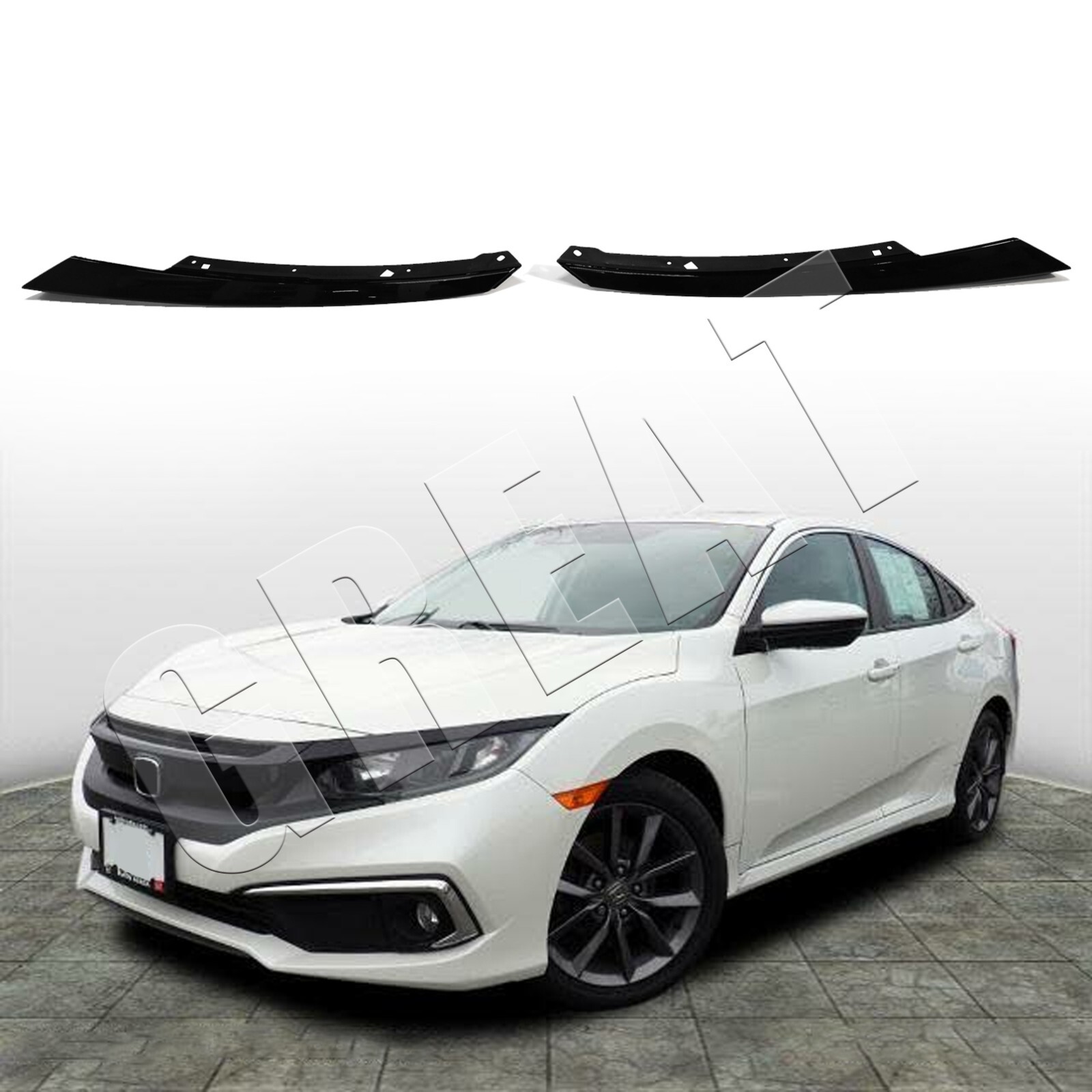 Headlight Eyelid Eyebrows Cover For 19-21 Honda Civic Type-R Style Gloss Black
