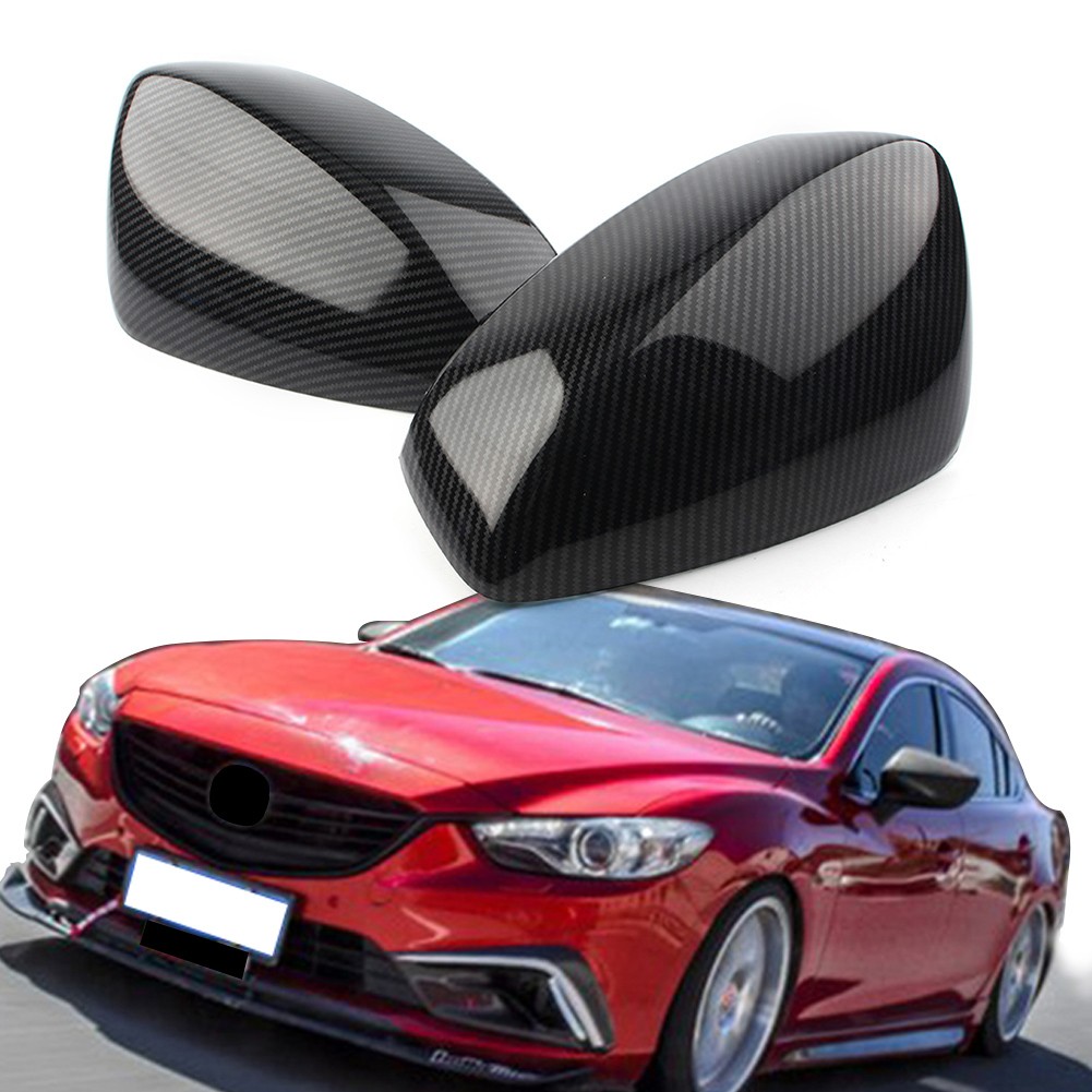 Rearview Mirror Cover Trim Fit Mazda 3 Axela 2014-2016 Carbon Fiber Style USA