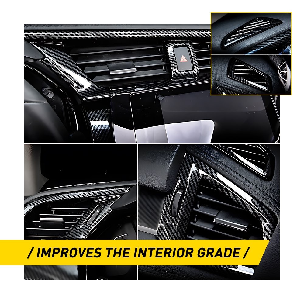 For Honda Civic 10th 2016-2020 Carbon Fiber Style Dashboard Air Vent Cover Case
