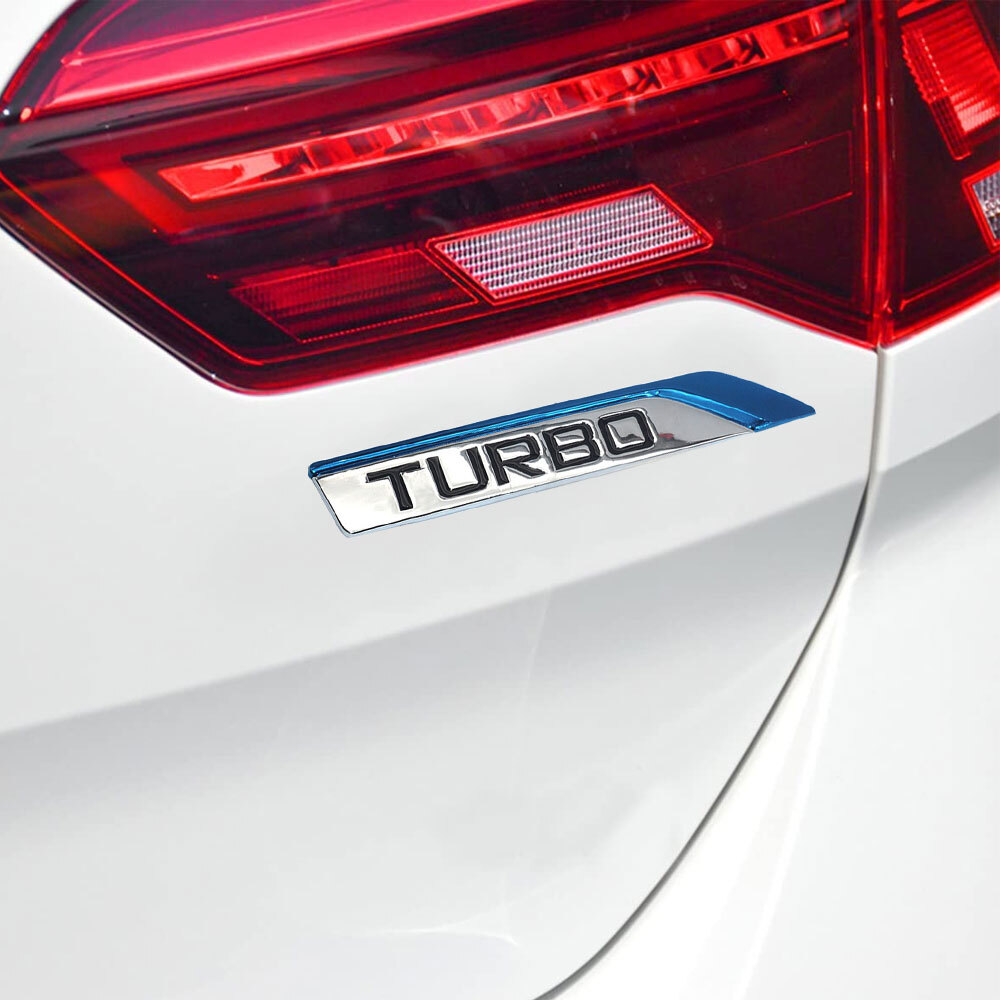 2x Blue 3D Turbo Logo Emblem Badge Metal Sticker Trunk Fender Decal Accessories
