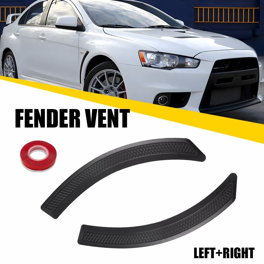 2X Black Front Fender Side Vent Cover For Mitsubishi Lancers 2002 03-2016 Evo EV