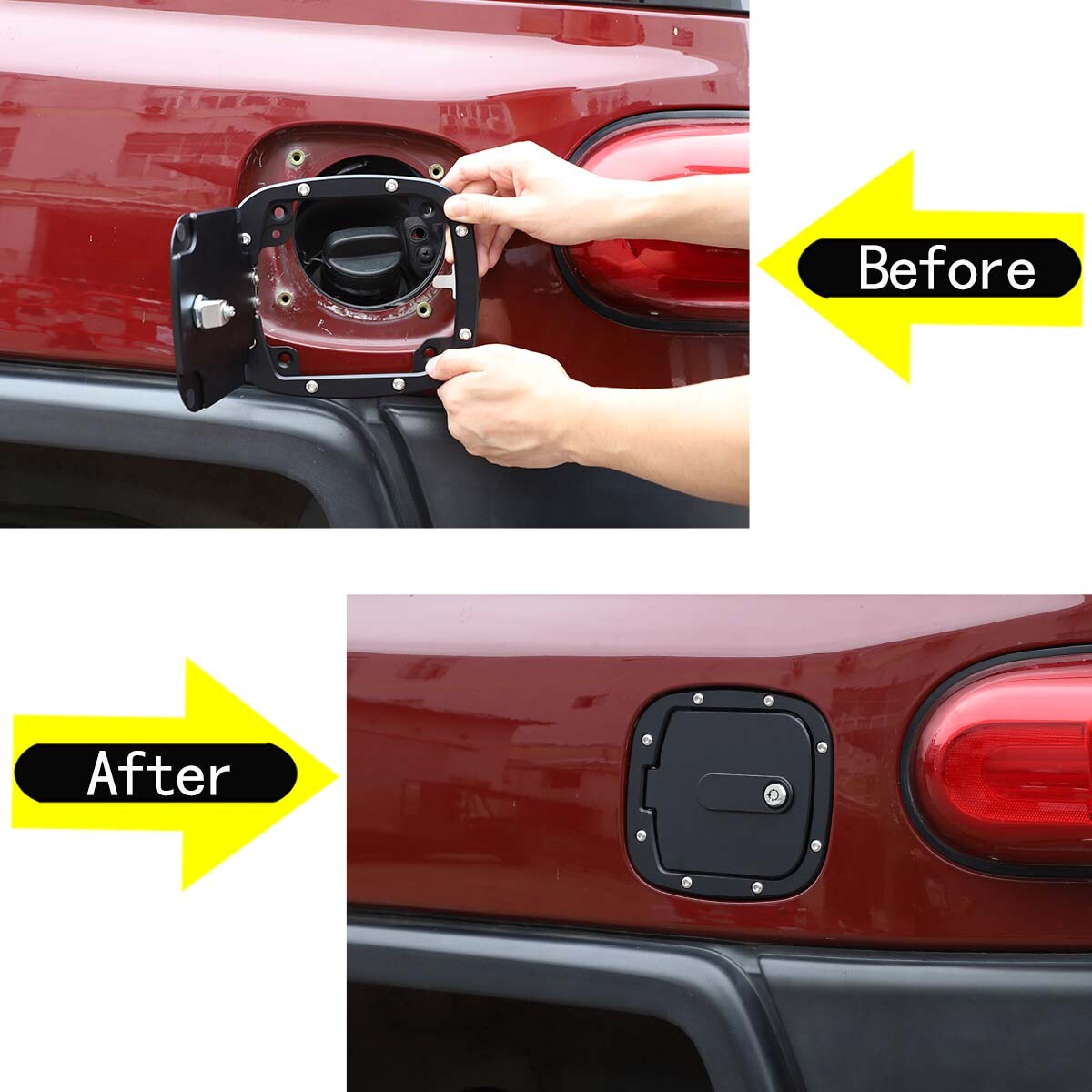 Locking Fuel Door Gas Tank Cap Cover ALUMINUM Black Fit For FJ Cruiser 2007-2014