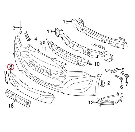 GENUINE Front Bumper Center Moulding Unpainted USA Market Genesis Coupe 2013-16