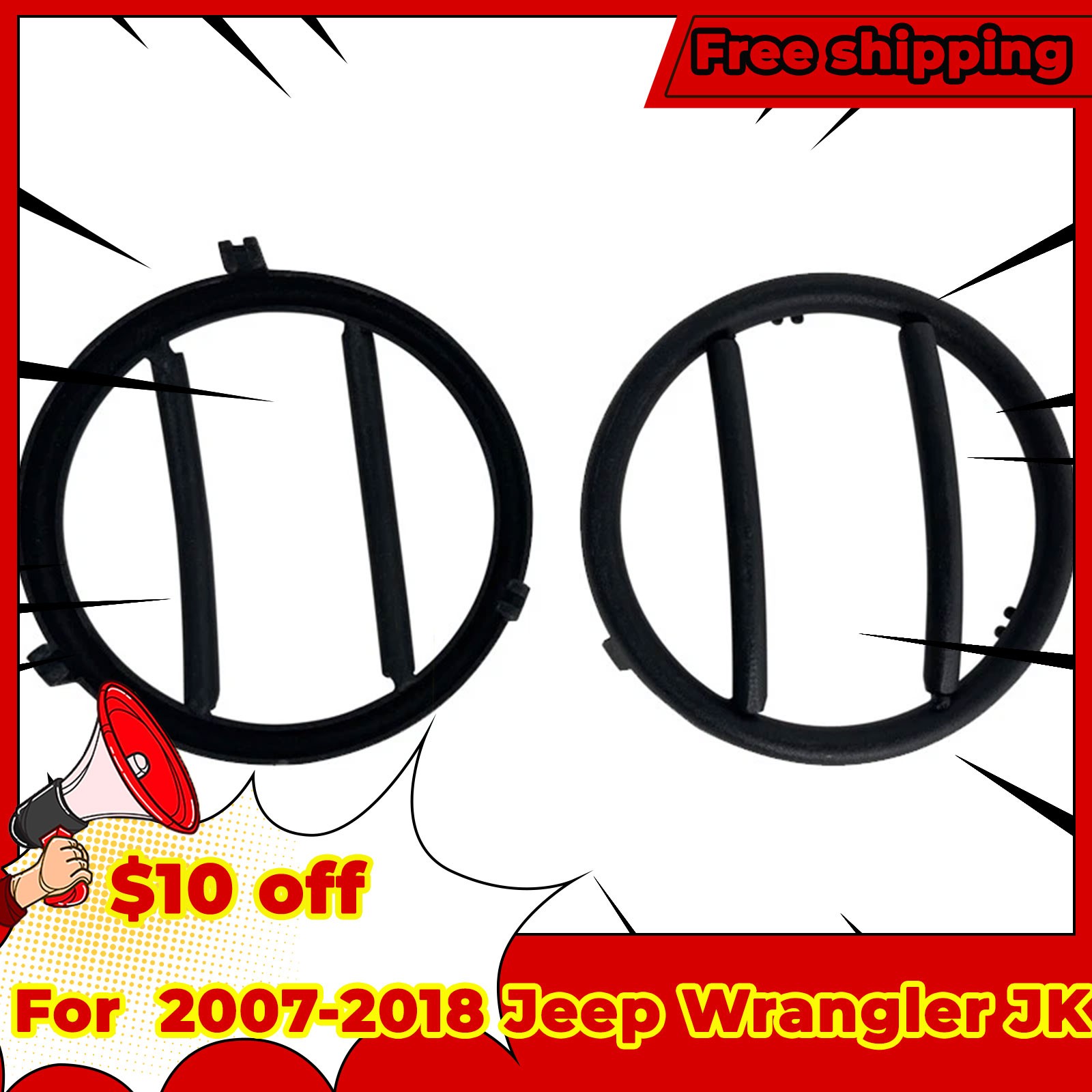 Fog Light Guard Covers Protector Fit 2007-2018 Jeep Wrangler Turn Signal Lamp
