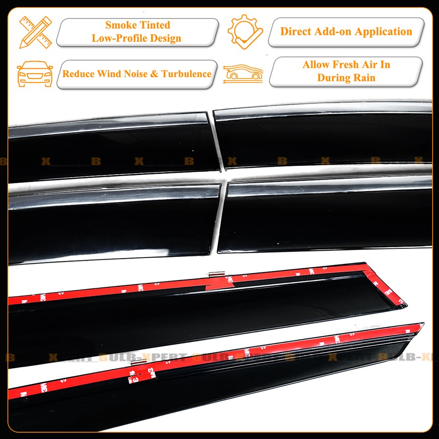 For 2020-2025 Kia Telluride Premium Chrome Trim Window Visor Rain Guard W/ Clips