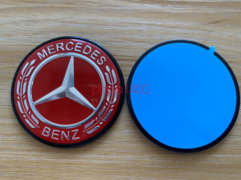 RED Hood Flat Badge Emblem (Paste) For Mercedes Benz A C E S ML CLS Class 57mm