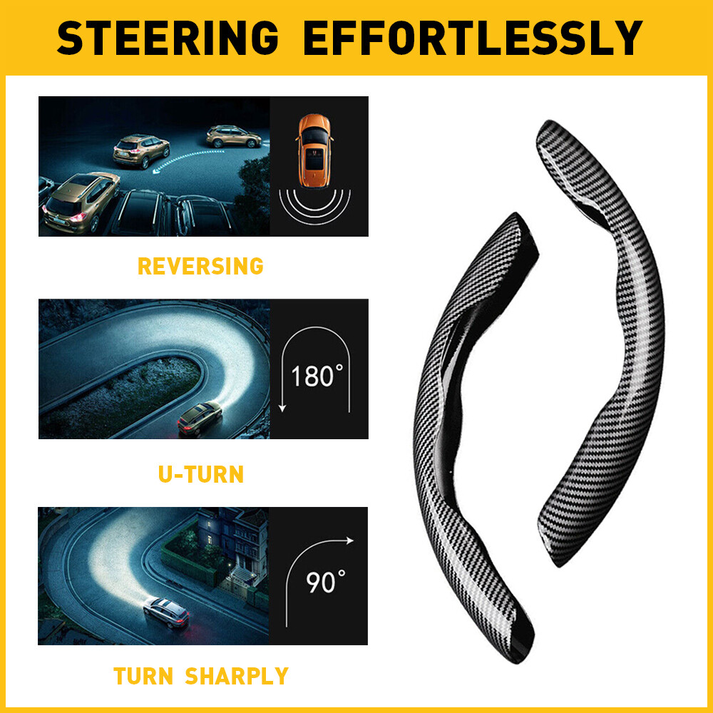For Mercedes-Benz Carbon Fiber Car Steering Wheel Booster Cover Accessories 2PC