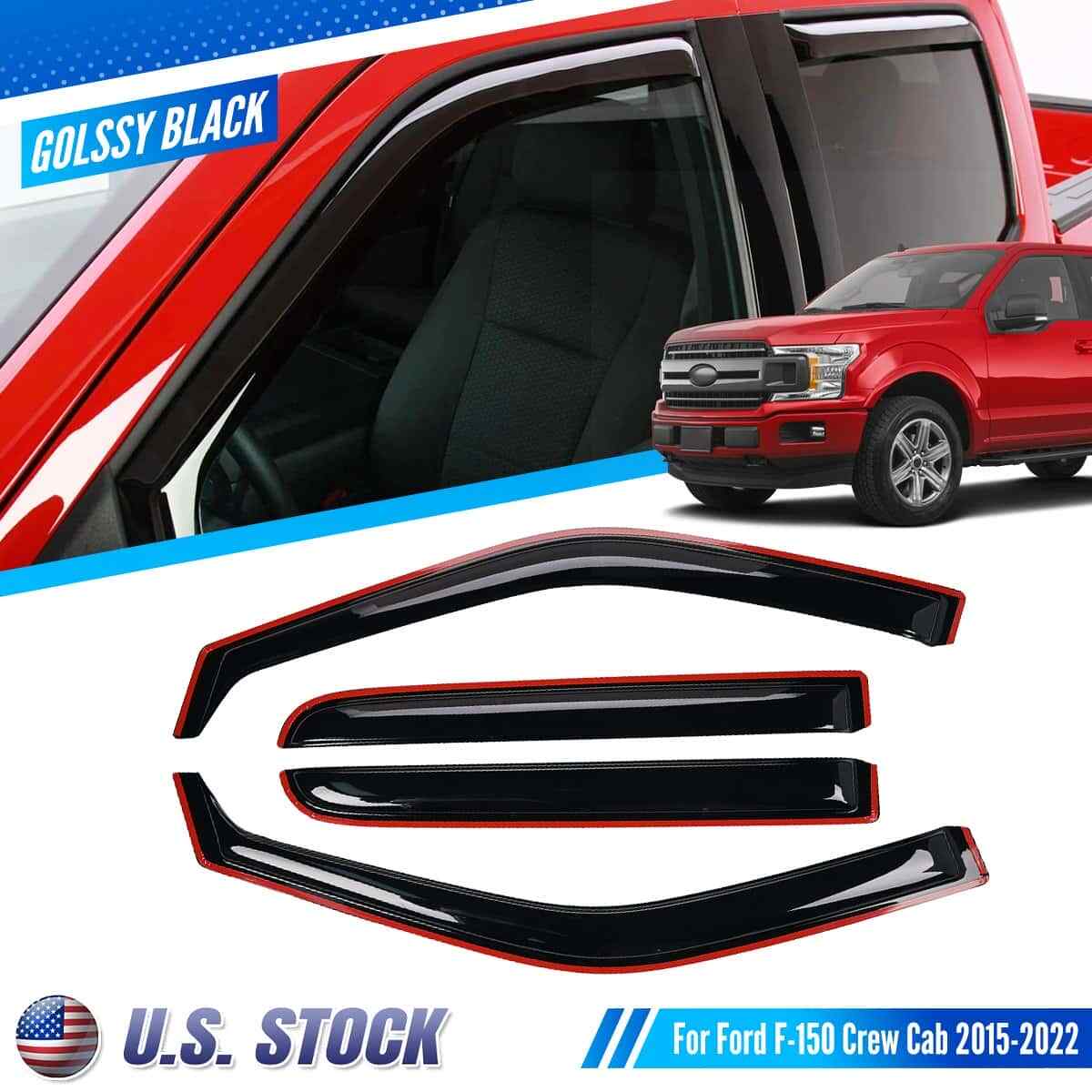 For Ford F150 F-150 Super Crew Cab 15-22 In Channel Window Visors Sun Rain Guard