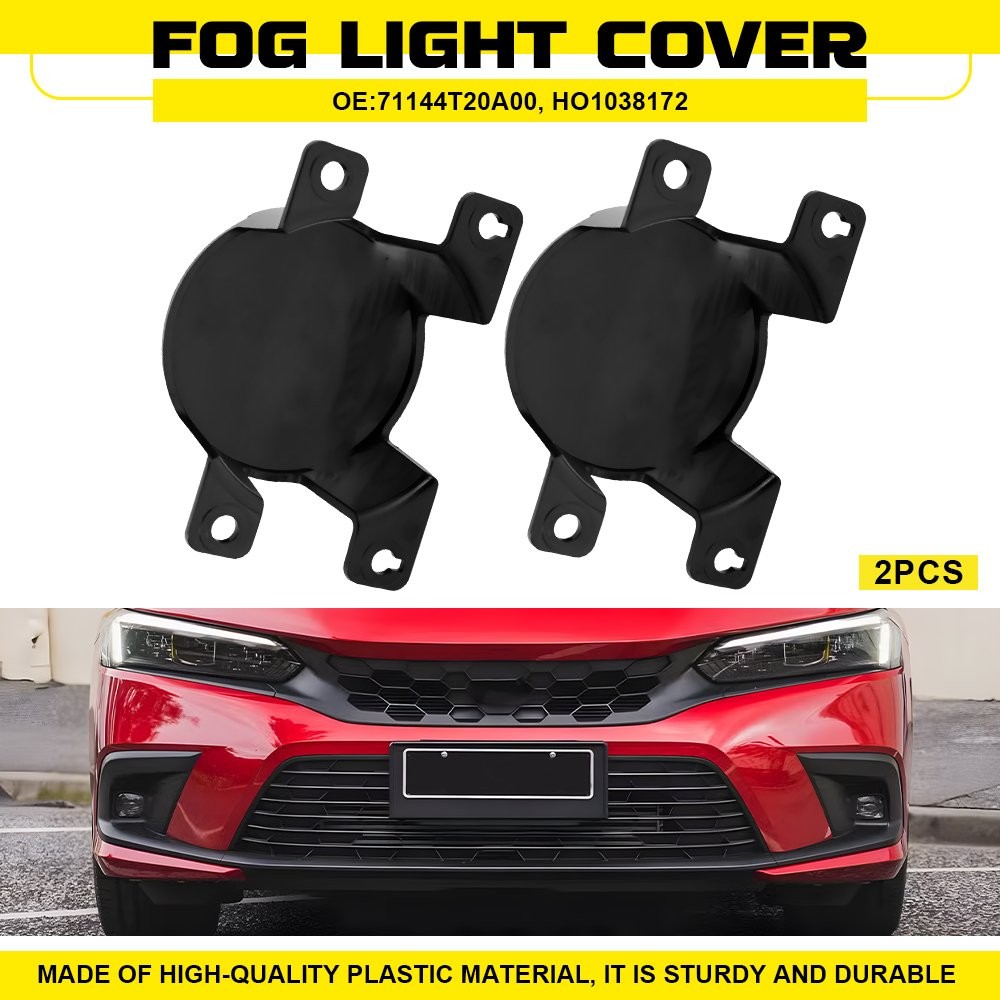 Bumper Black Fog Light Cover For 2022-25 Honda Civic Sedan/Hatchback Right+Left