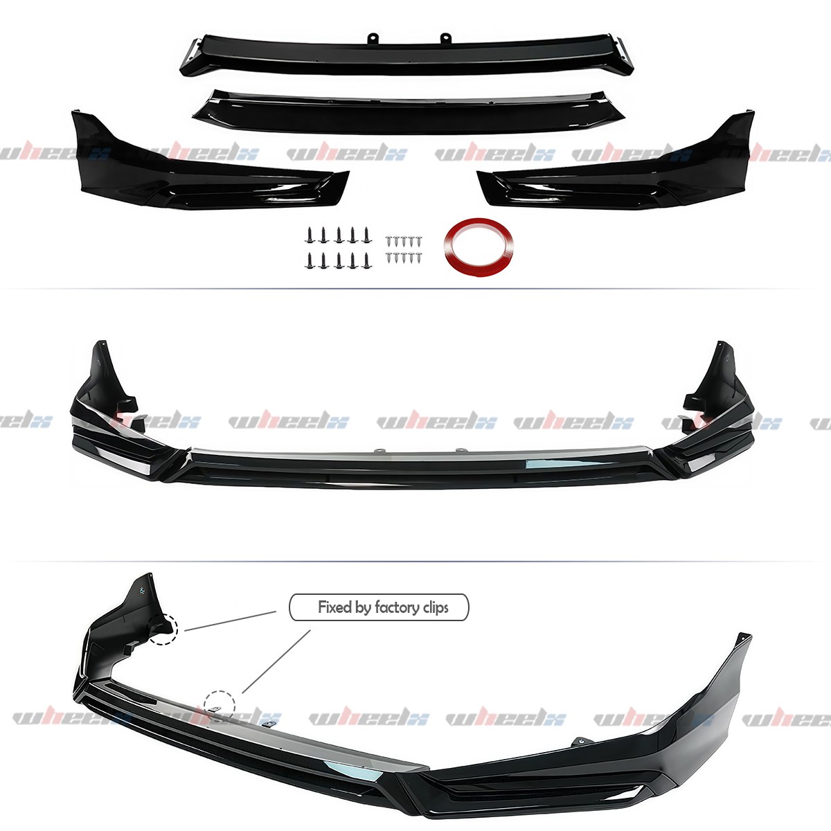 For 2022-24 11th Honda Civic Yofer V3 Glossy Black Front Bumper Lip Splitter Kit