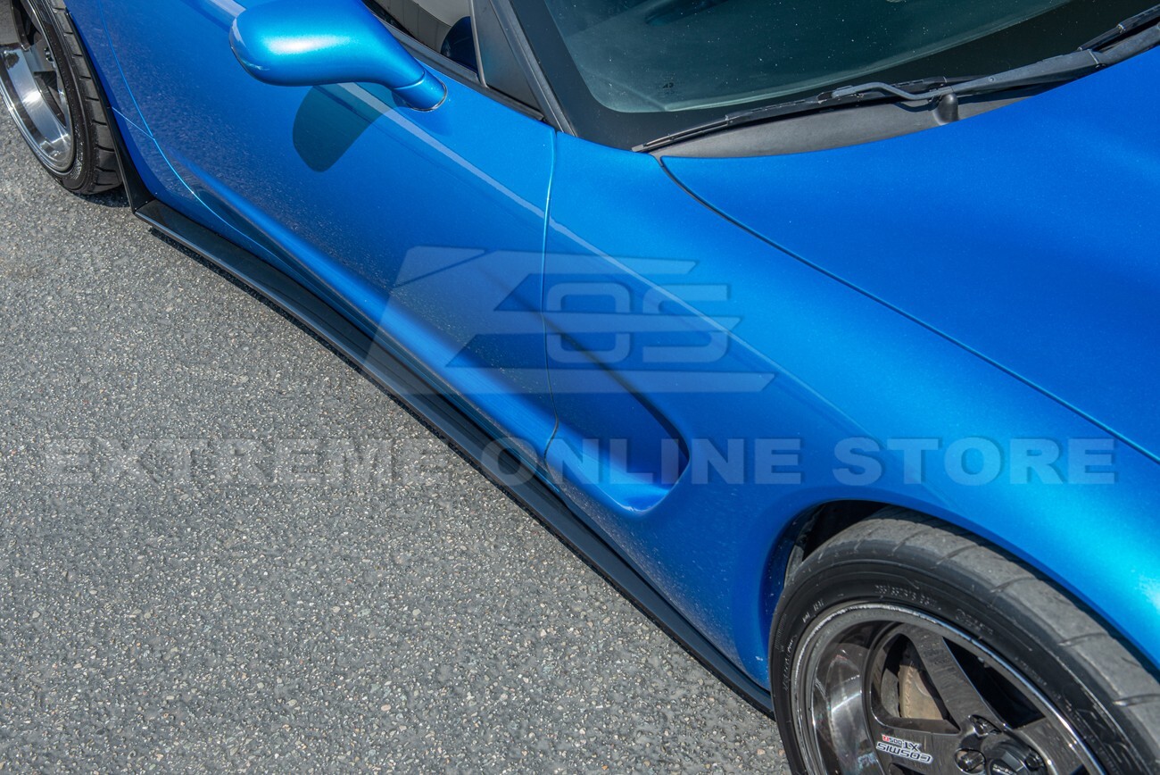 For 97-04 Corvette C5 ZR1 GLOSSY BLACK Front Vented Lip Side Skirts Rear Spoiler