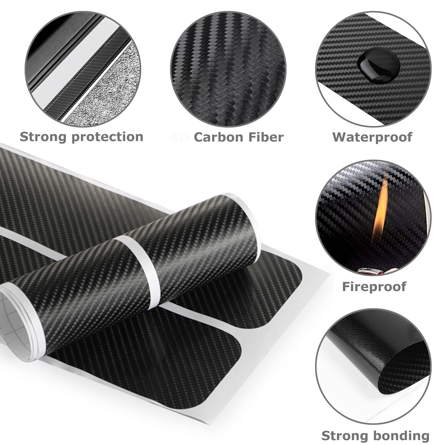 4x Carbon Fiber Car Door Plate Sill Scuff Cover Anti Scratch Sticker Accessories
