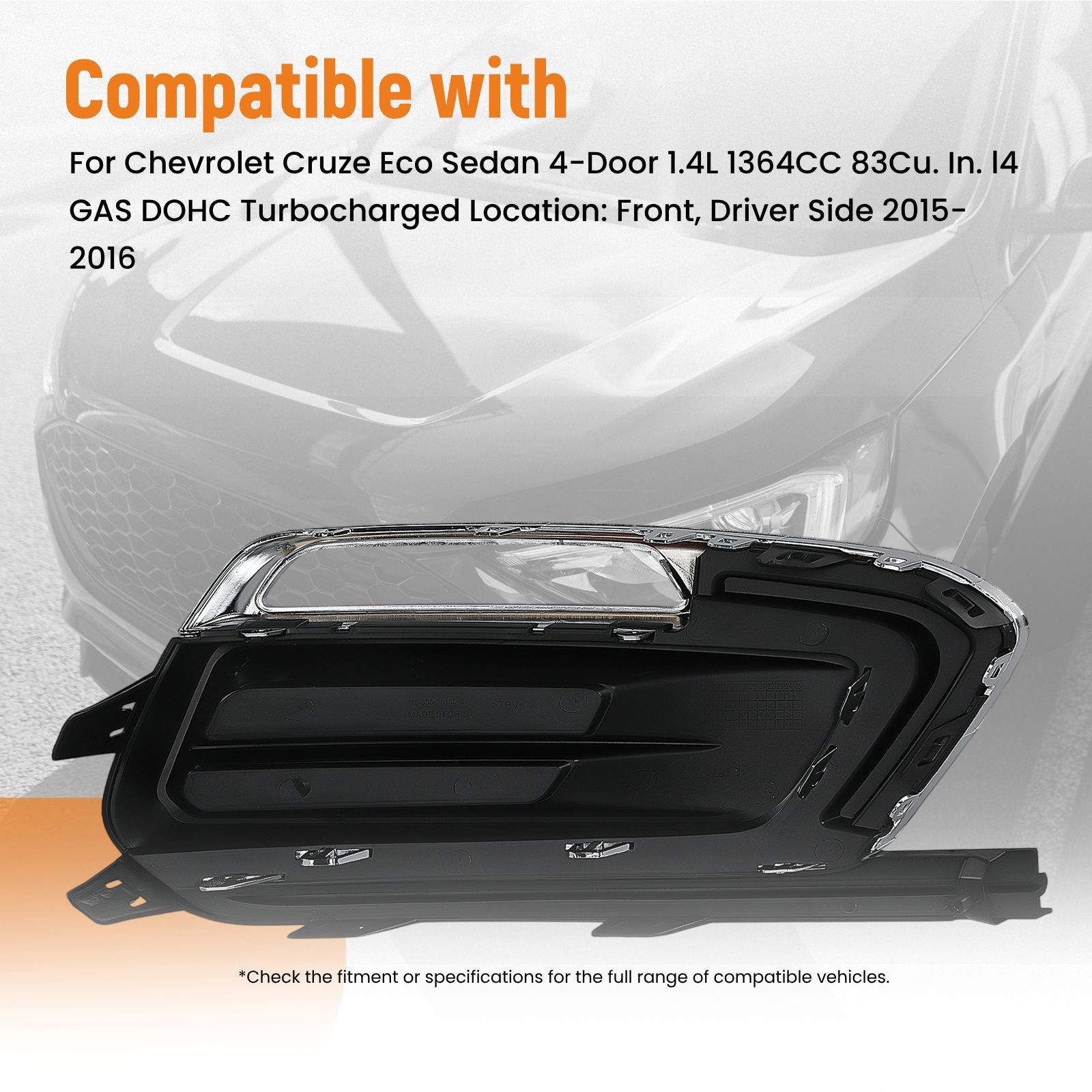 Front Bumper Fog Lamp Cover for Chevrolet Cruze LTZ 1.4L Turbo 15-2016 94516100
