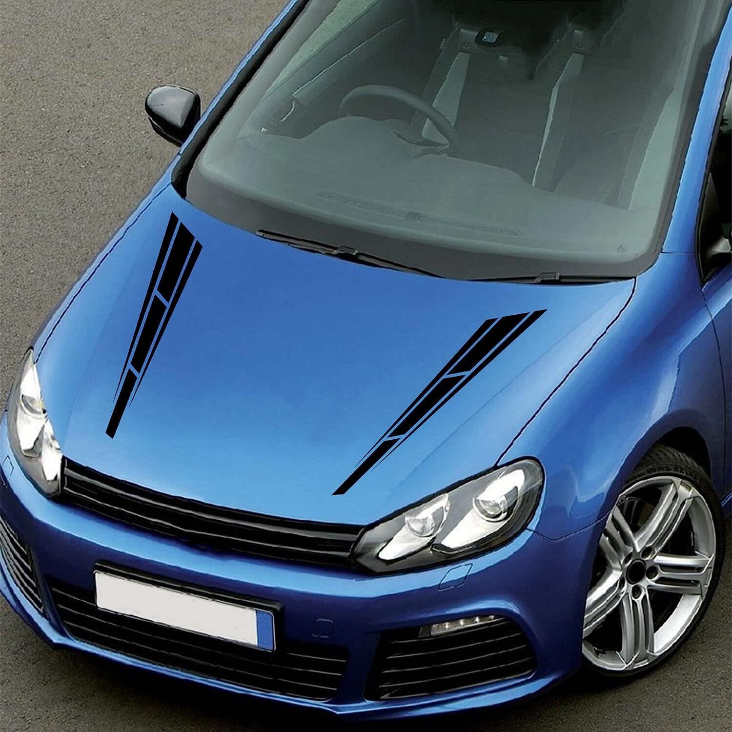 2pcs 31.5” Black Sport Racing Stripes Graphic Front Hood Vinyl Decal Sticker