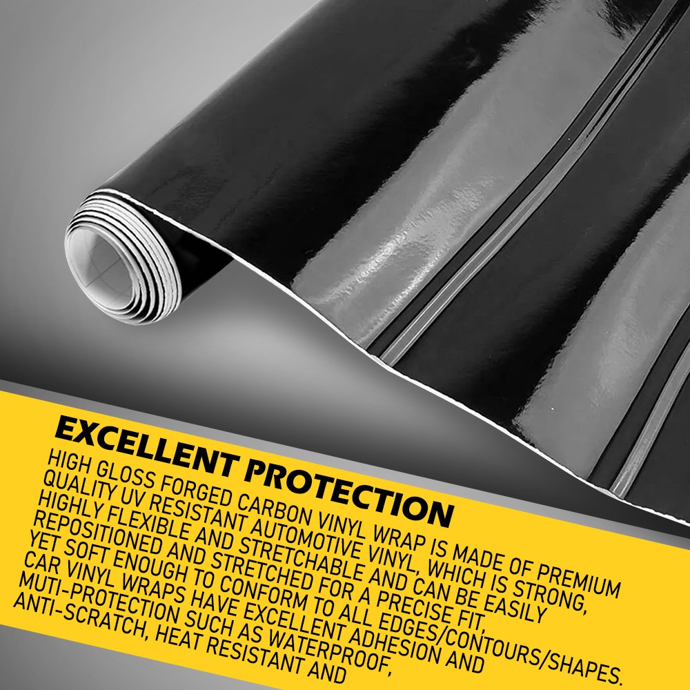 Gloss Black Vinyl Automotive Wrap Film Roll Car Wrap Stickers 59IN x 11.8IN
