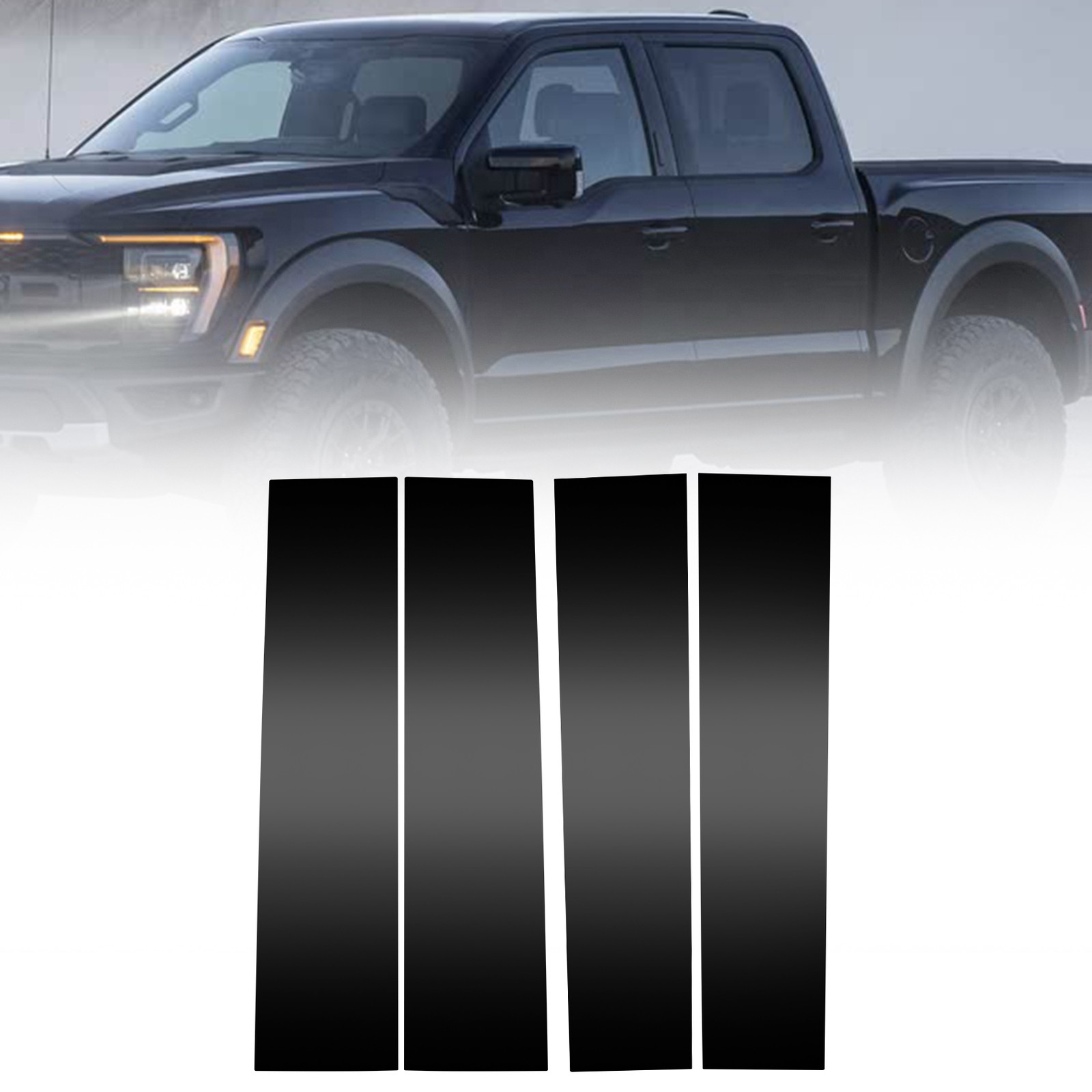 4pcs Door Trim B Pillar Posts Gloss Black Cover Trim Kit For Ford F150 2015-2021