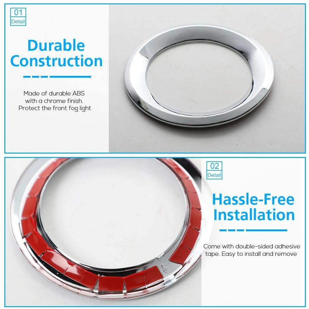 Front Fog Light Lamp Cover Bezel Trim Ring for for Jeep Renegade 2019+ Chrome T