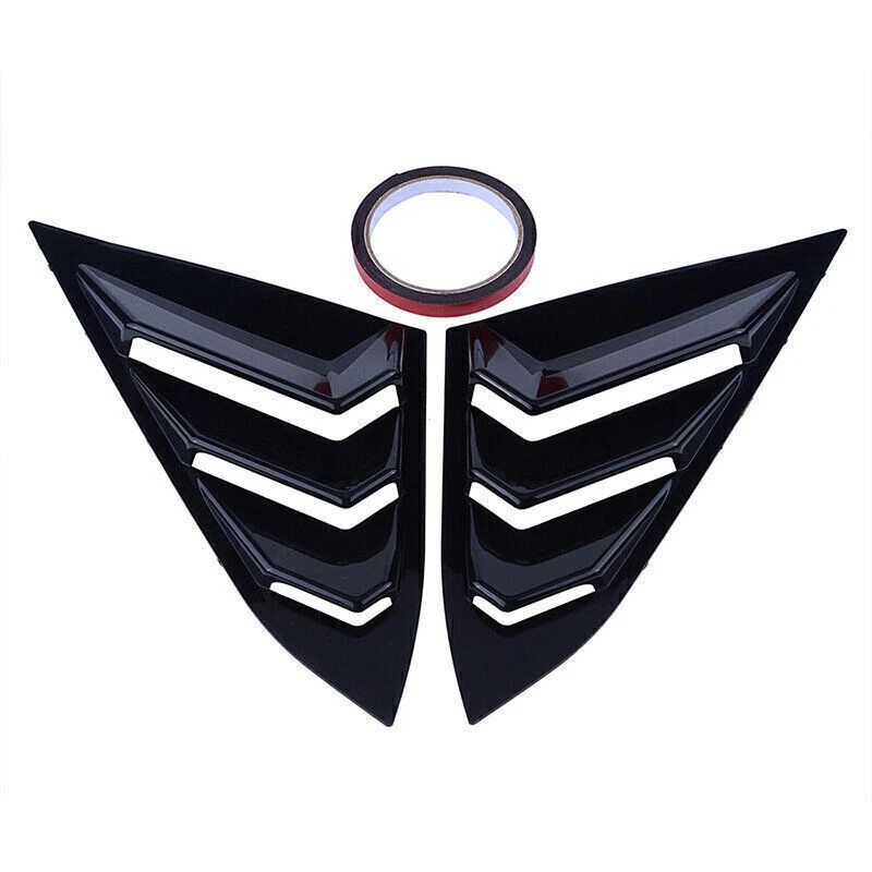 2x Quarter Window Louver Cover Trim For Honda Civic 2016+ Side Vent Gloss Black