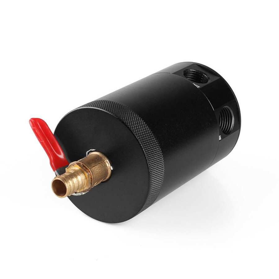 Aluminium Alloy Oil Catch Can Reservoir Tank W/ Breather Filter Baffled Black