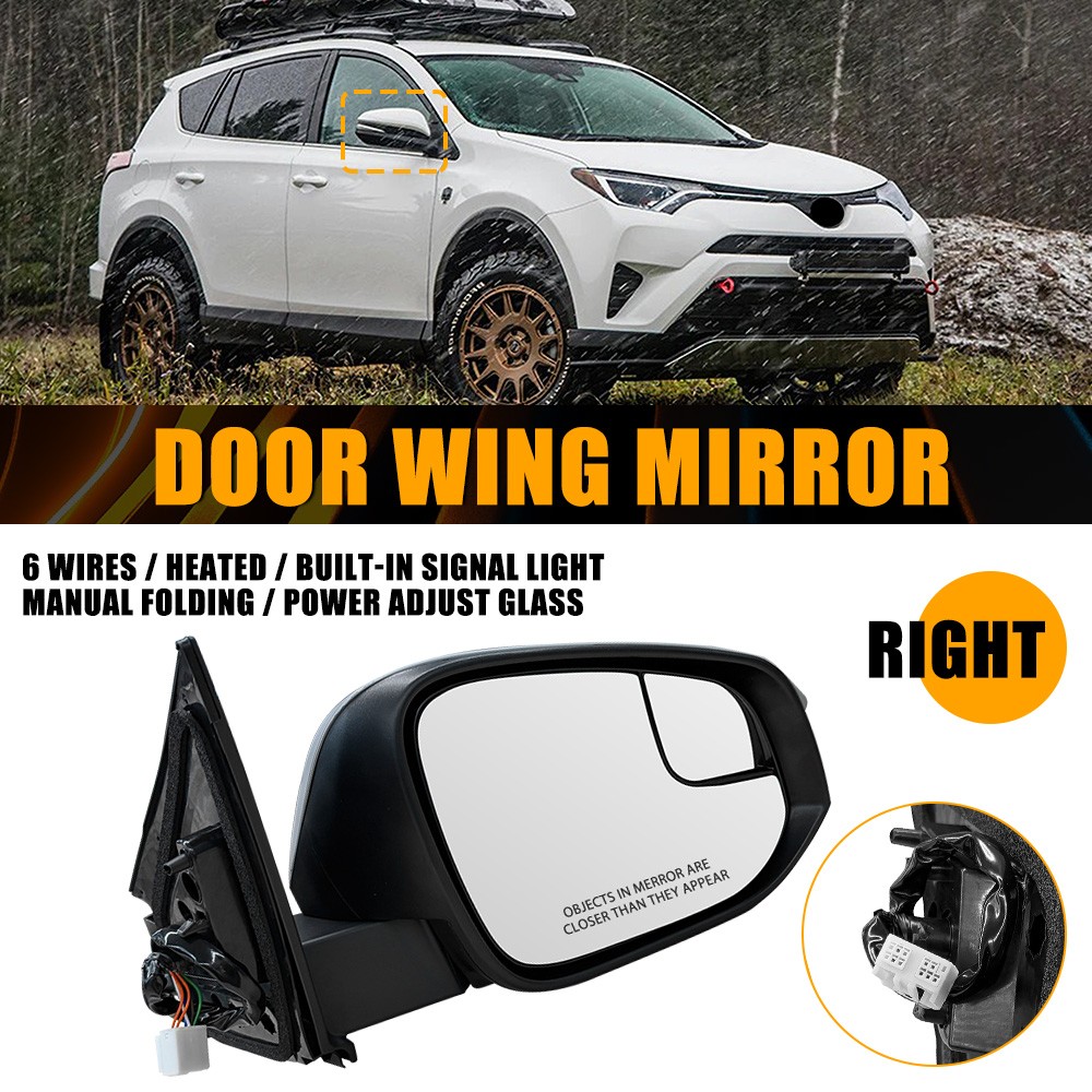 Drive Passenger Side Gray Mirror Assembly For 16-18 Toyota RAV4 Adventure LE SE