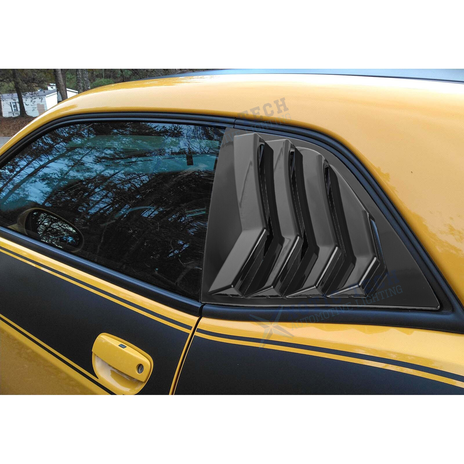 Side Window Louver Blinds Sun Shades Trim For Dodge Challenger 2008+ Gloss Black