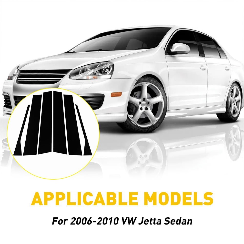 6* For 2006-2010 Volkswagen Jetta Sedan Car Door Pillar Post Trim Gloss Black EC