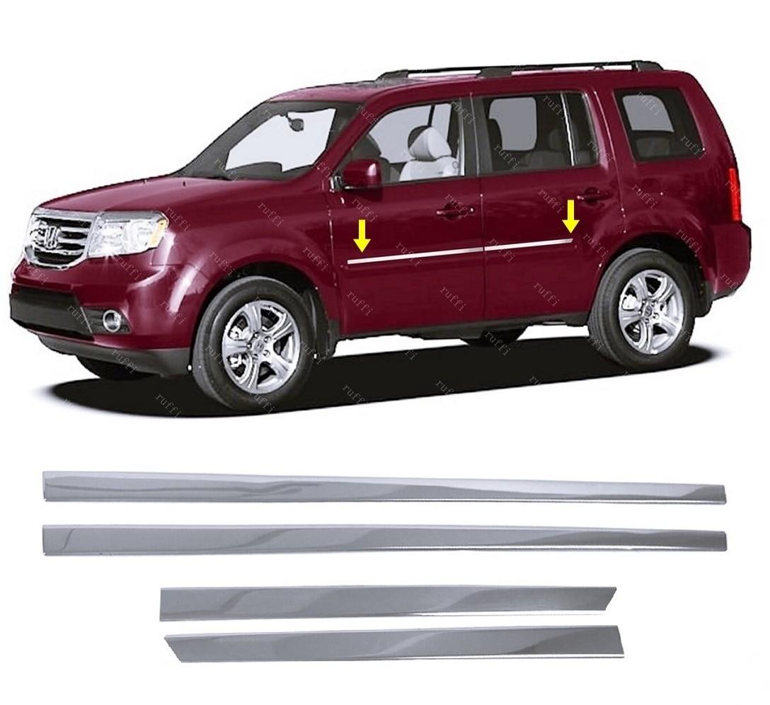 FOR HONDA PILOT 2009 TO 2015 CHROME SIDE DOOR MOLDING TRIM 4 PCS S.STEEL