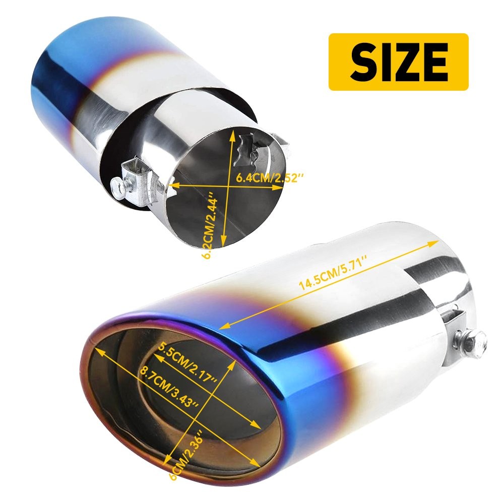 Car Auto Blue Rear Exhaust Pipe Tail Muffler Tip Throat Tailpipe Auto Parts