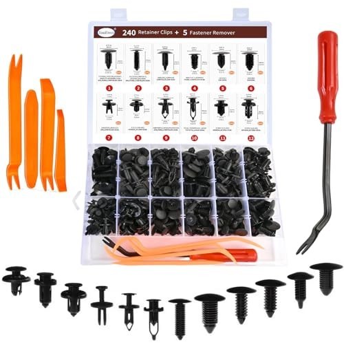 240PCS Car Bumper Clips Kit – Auto Plastic Rivets & Fasteners for Trim, Fender,