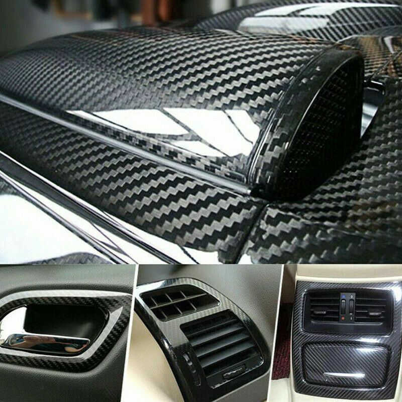 Car Stickers Carbon Fiber Vinyl 12″x60″ 5D Ultra Shiny Gloss Glossy Wrap Black
