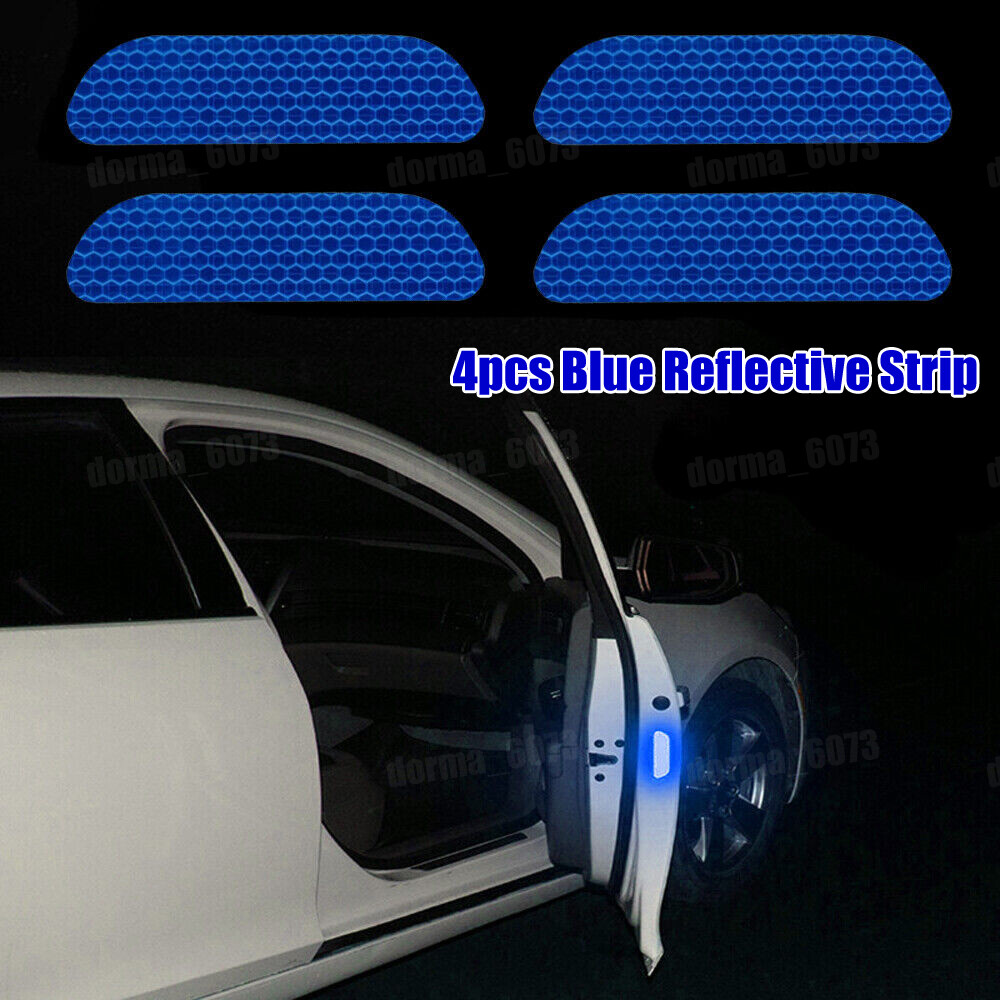 4x Reflective Tape Warning Safety Mark Car Door Stickers Car Accessories Blue