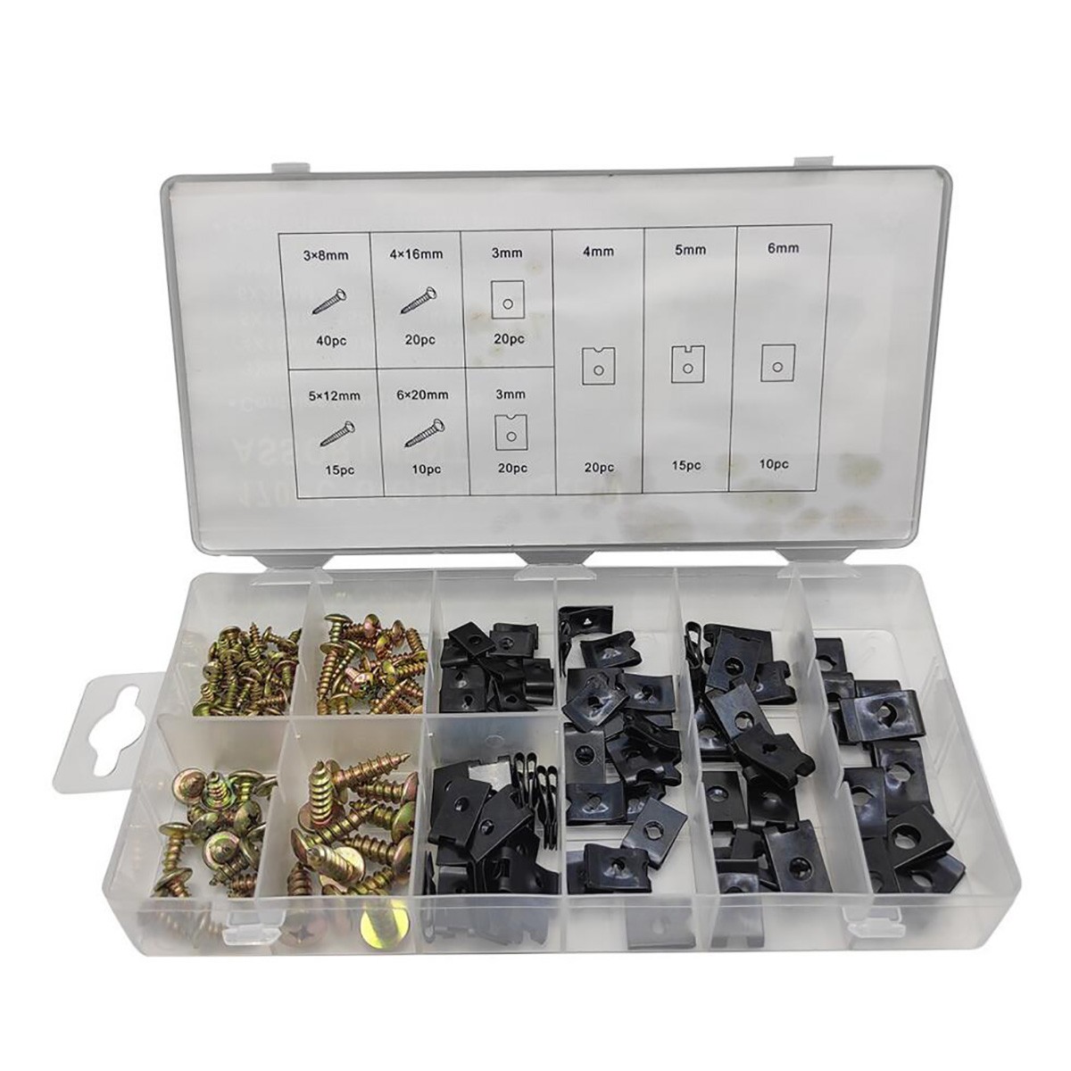 170pcs U Nut Metal Car Screw Body Fender Bumper Retainer Clips Gasket Fastener